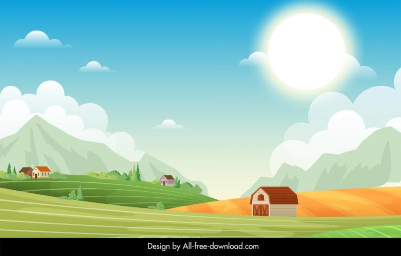 rural landscape backdrop template elegant peaceful farm scene 