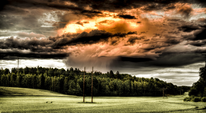 rural scene picture empty field cloudy sky 