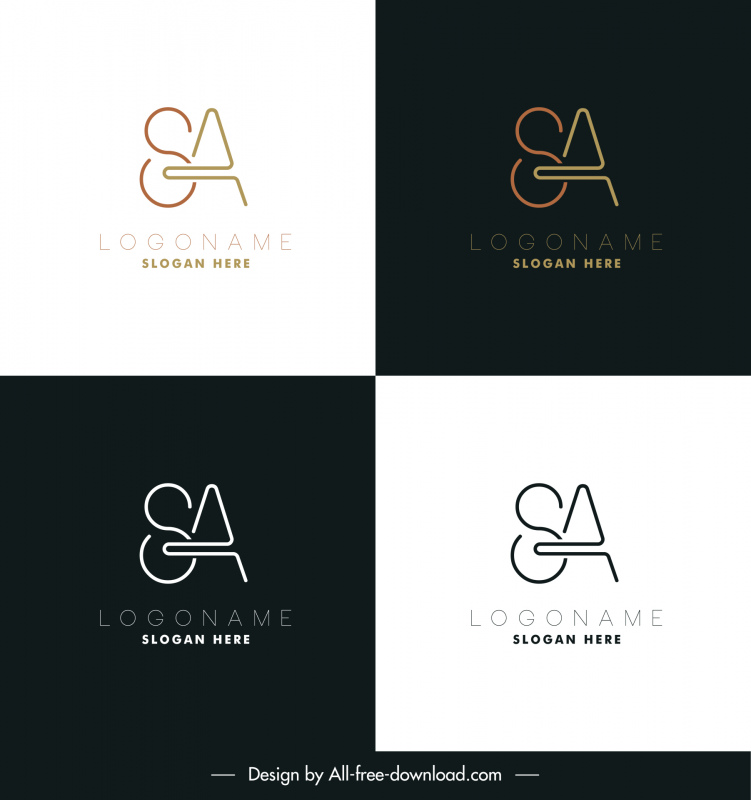 sa logo flat luxury texts decor