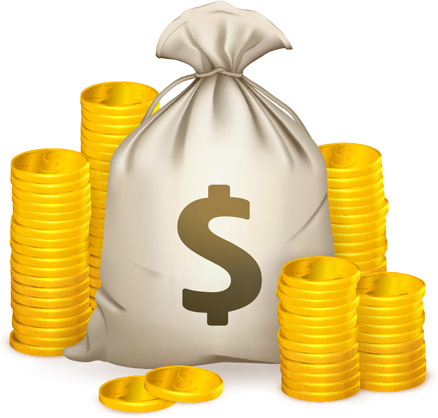 sack with money design vector graphics set