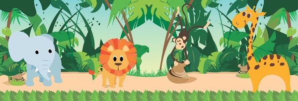 Download Safari jungle animals Free vector in Adobe Illustrator ai ( .ai ) vector illustration graphic ...