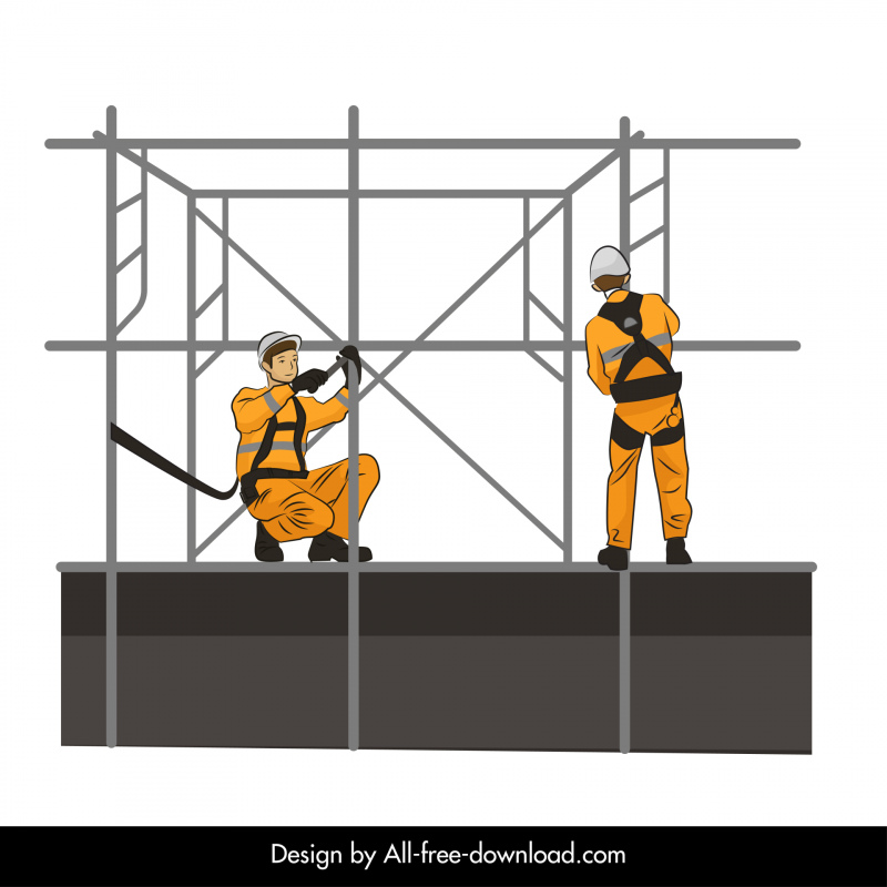 safe scaffolding design elements 3d design cartoon characters