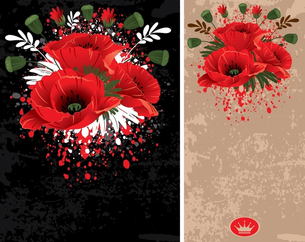 flowers background templates classical dark colored grunge decor