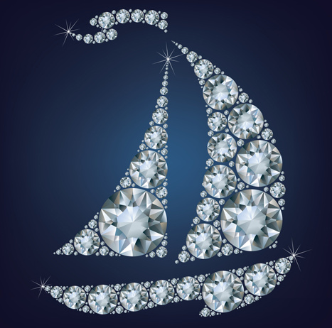 sailboat with diamonds vector