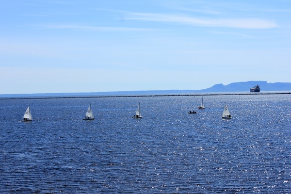 sailboats on the lake in thunder bay ontario canada