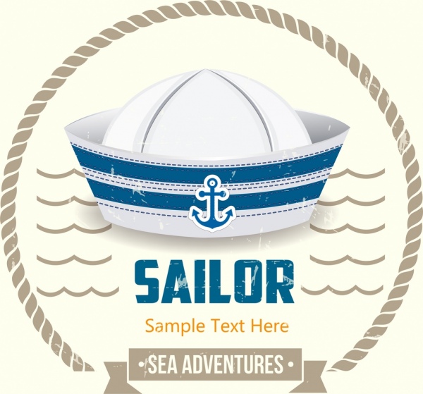sailor banner hat waves icon circle decor