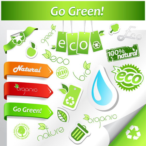 sale and eco stickers vector set