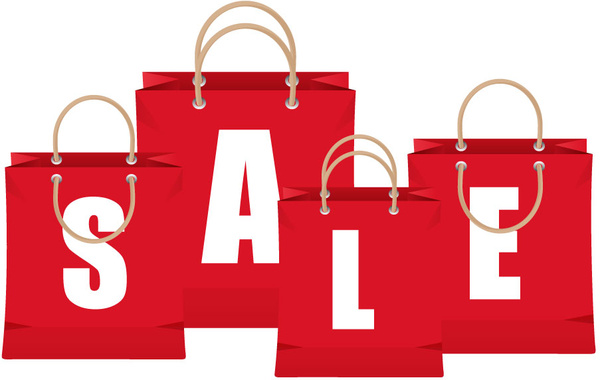 sale banner design with letter on bags 