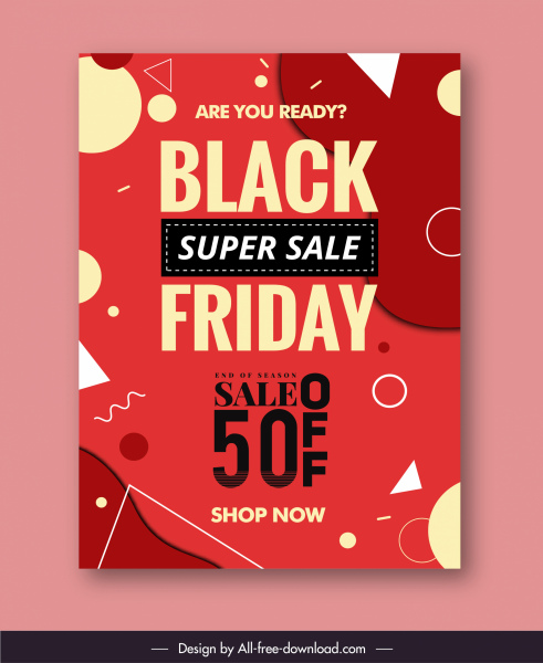sale banner template red geometry decor