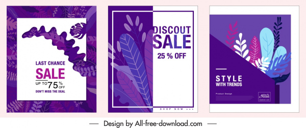 sale banner templates classic colored leaves decor