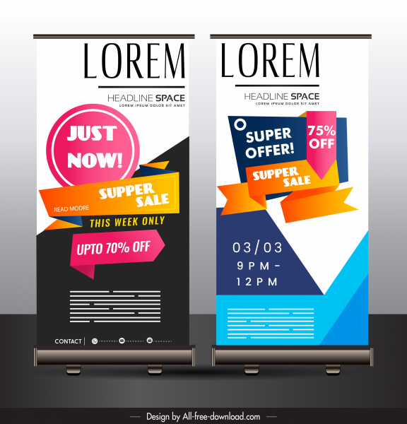 sale banner templates colorful modern vertical standee design