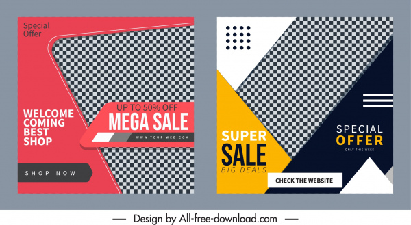 sale poster templates elegant checkered decor modern design