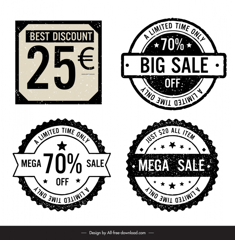 sale stamp templates collection flat retro shapes