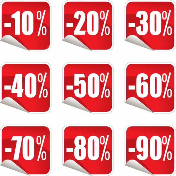 sales stickers templates modern red white square shapes