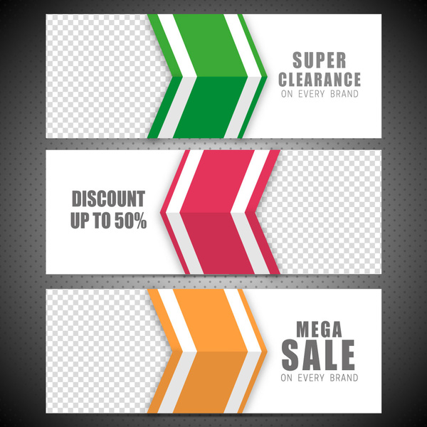 sales banner sets on arrow and check background