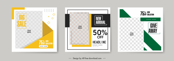 sales banners templates bright checkered decor 