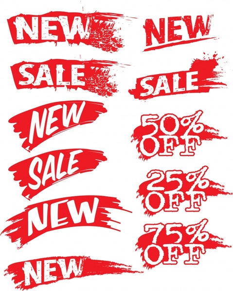 sale sign elements red grunge texts sketch