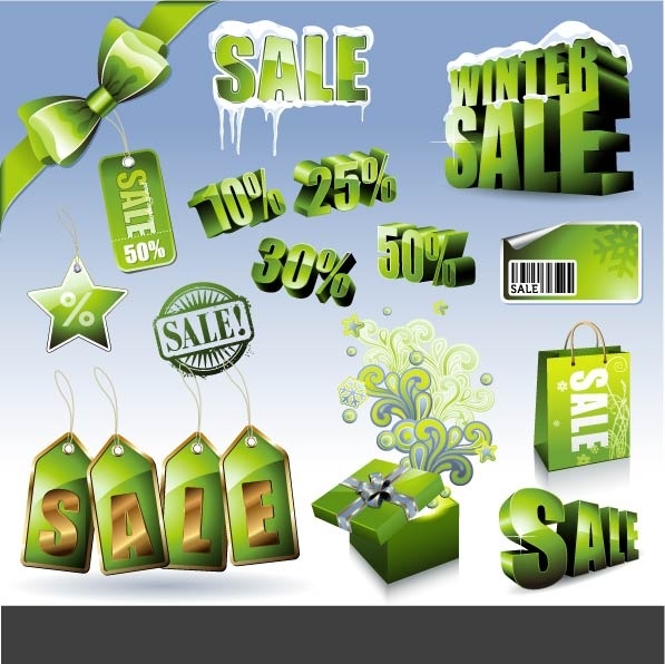 sales discount green icon vector