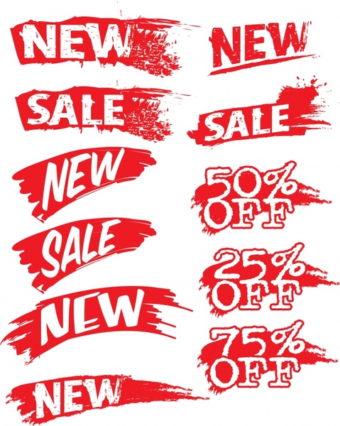sales sign templates grunge texts design red white ornament