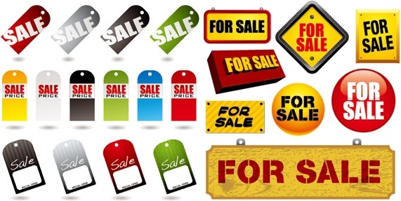 sales label and icon vector