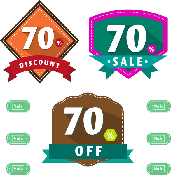 sales labels illustration with number and percentage