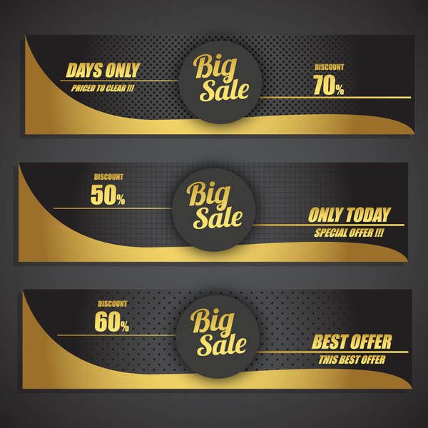 sales promotion banner sets on black yellow background