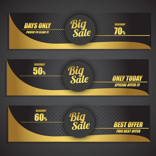 sales promotion banner sets on black yellow background 