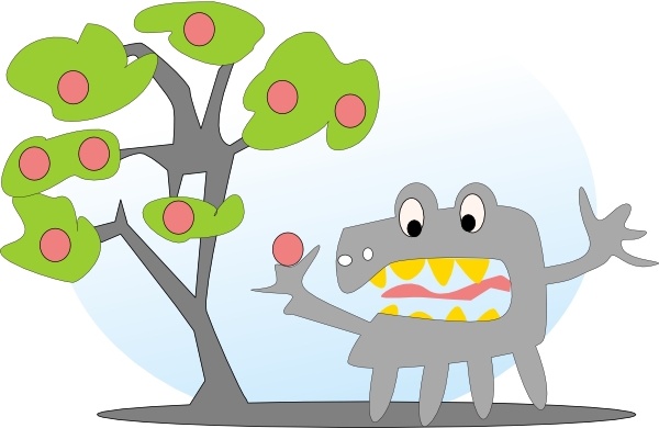 Salvor Tree With Apples And A Monster clip art 