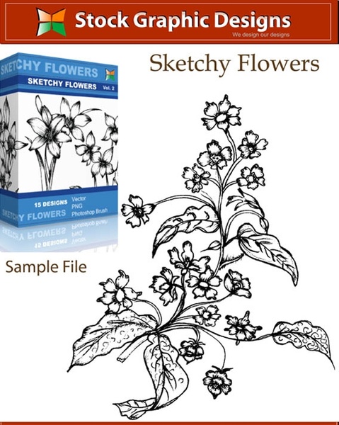 sample file from sketchy flowers vector and photoshop brush