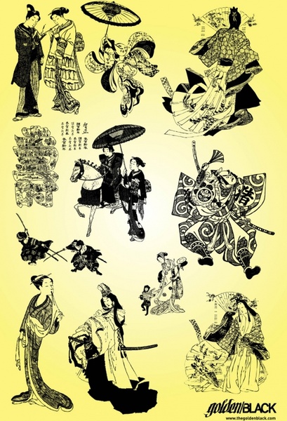 Samurai Geisha Illustrations