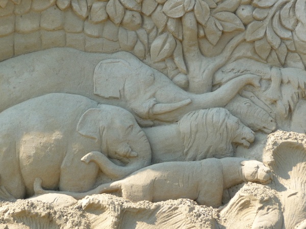 sand sculpture elephants face