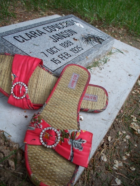 sandals by a grave