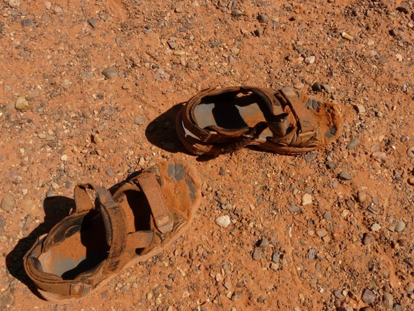 sandals shoes dirt 