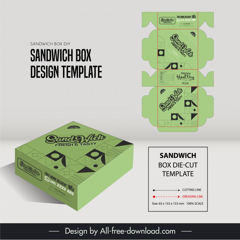 sandwich box diy template 3d geometry 