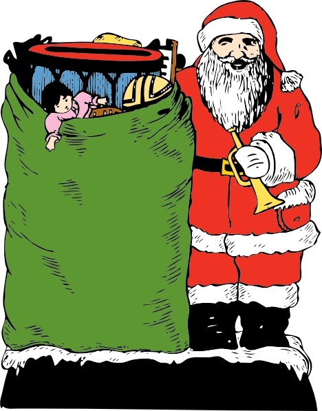 Santa And His Bag clip art