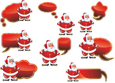 santa and speech bubbles red texture vector
