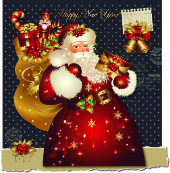 santa golden glow christmas cards vector