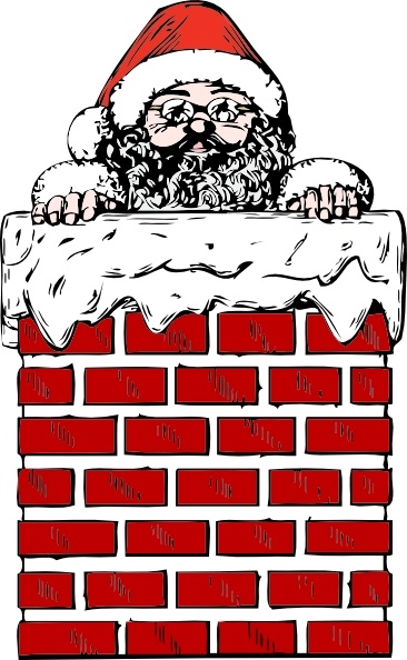 Santa In A Chimney clip art
