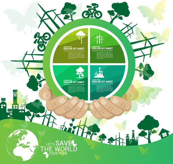 save world banner design with circle infographic illustration