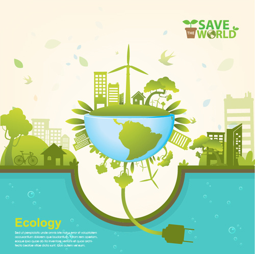 save world eco infographics template vector