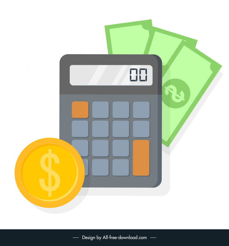saving design elements flat coin cash calculator sketch