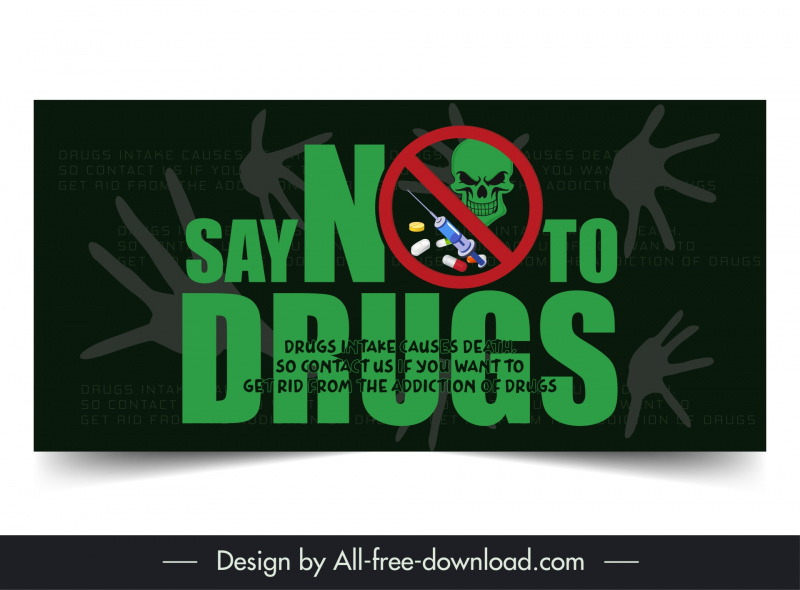 say no to drugs poster flat dark skull sign 