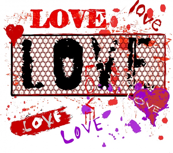 love background dynamic grunge ink texts decor