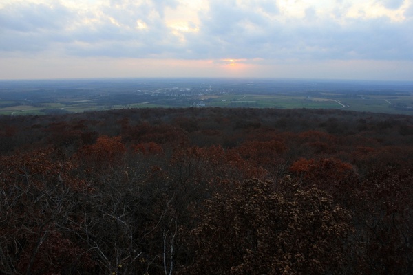 scenic sunset view of forest in blue mound state park wisconsin 