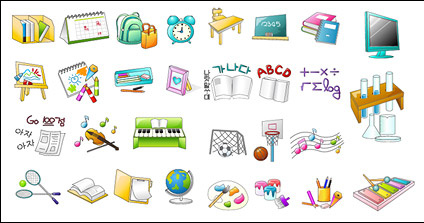 School items icon vector material