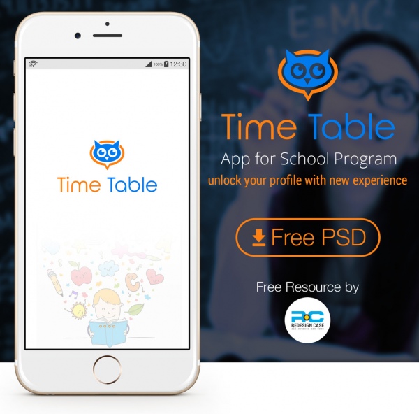 school time table mobile ui kit for app 