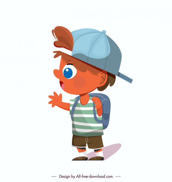 schoolboy icon colored cartoon character