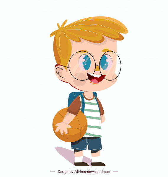 schoolboy icon cute cartoon character sketch