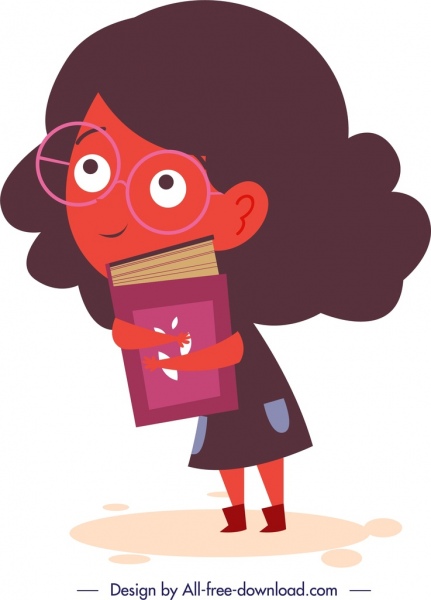 schoolgirl icon colored cartoon character design