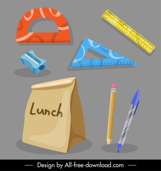 schooling icons educational tools objects sketch